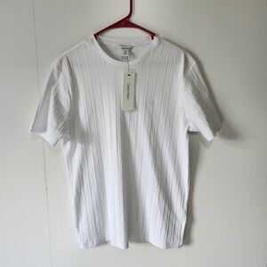 NWT Calvin Klein Men’s Ribbed Stretch Shirt Small Brilliant White Modern Fit